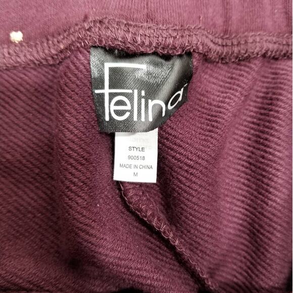 Felina Hoodie Soft Stretchy Size Medium Burgundy & Metallic Foil Print - Picture 4 of 9
